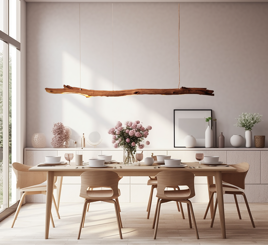 LED-Esstischleuchte - handgefertigtes Unikat - 199cm Eichenast