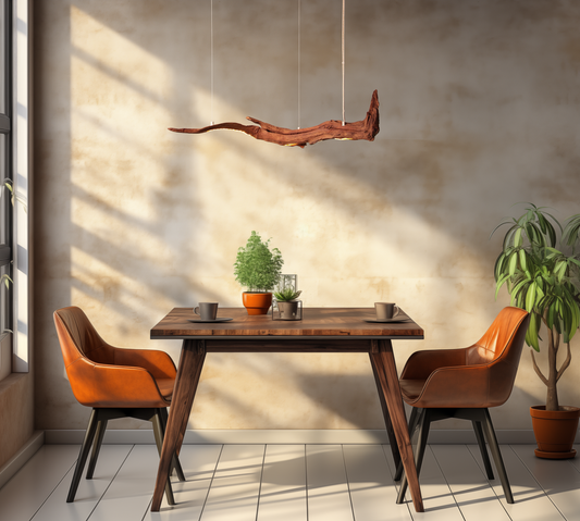 LED-Esstischleuchte - handgefertigtes Unikat - 84cm Eichenast
