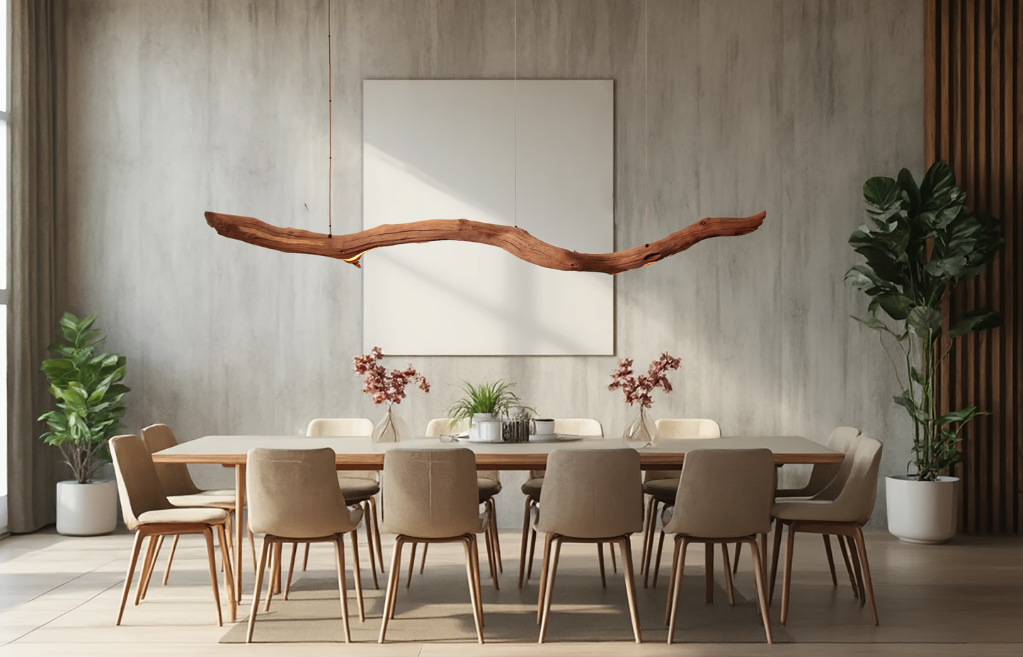 Esstischleuchte - handgefertigtes Unikat - 245cm Eichenast