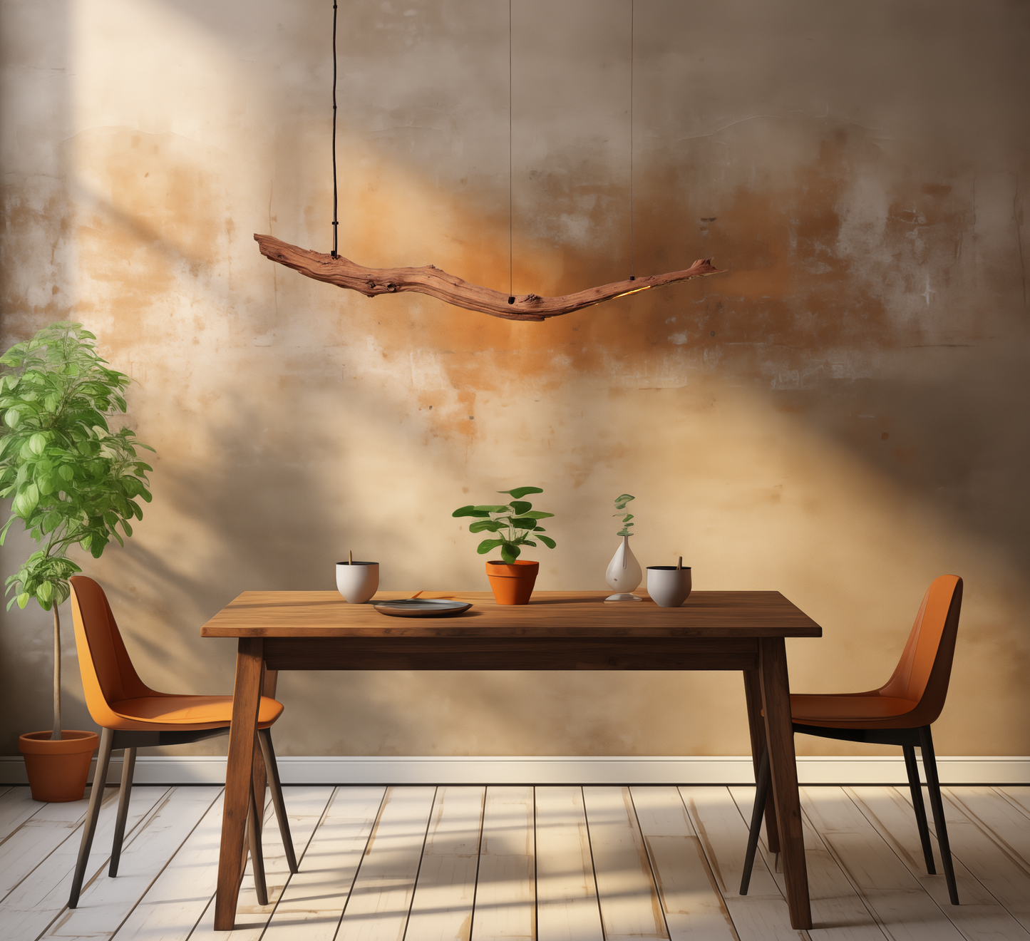 Dining table lamp / LED strip / 130 cm oak branch