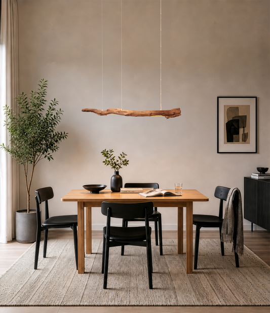 Esstischleuchte - handgefertigtes Unikat - 128cm Eichenast