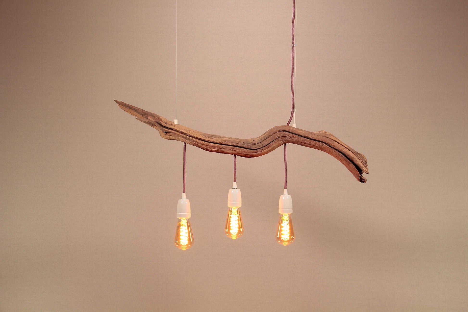 Hängelampe / 89cm langer Eichenast / Einzelstück / Holz / Ast / Pendelleuchte / Esstisch / Deckenlampe / Küchentischlampe / modern